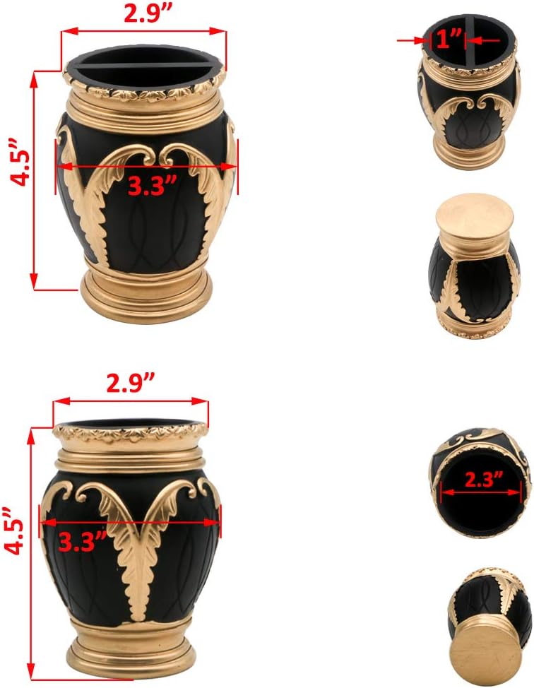 LUANT 4 Piece Bathroom Accessory Set Black with Gold