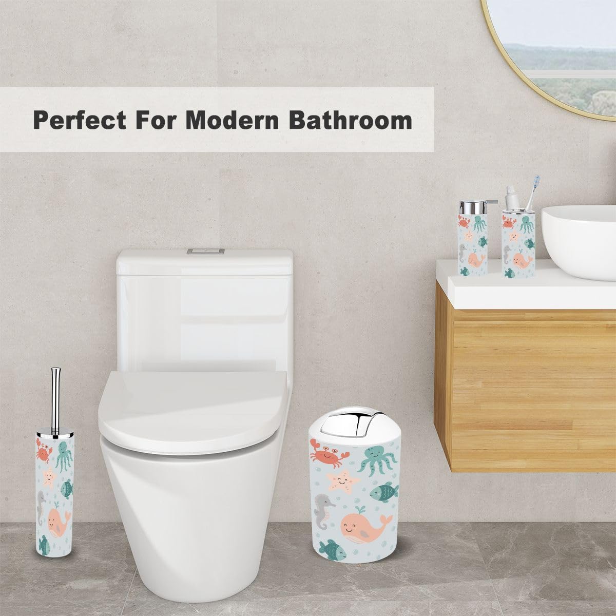 Bathroom Accessories Set for Kids Set of 6