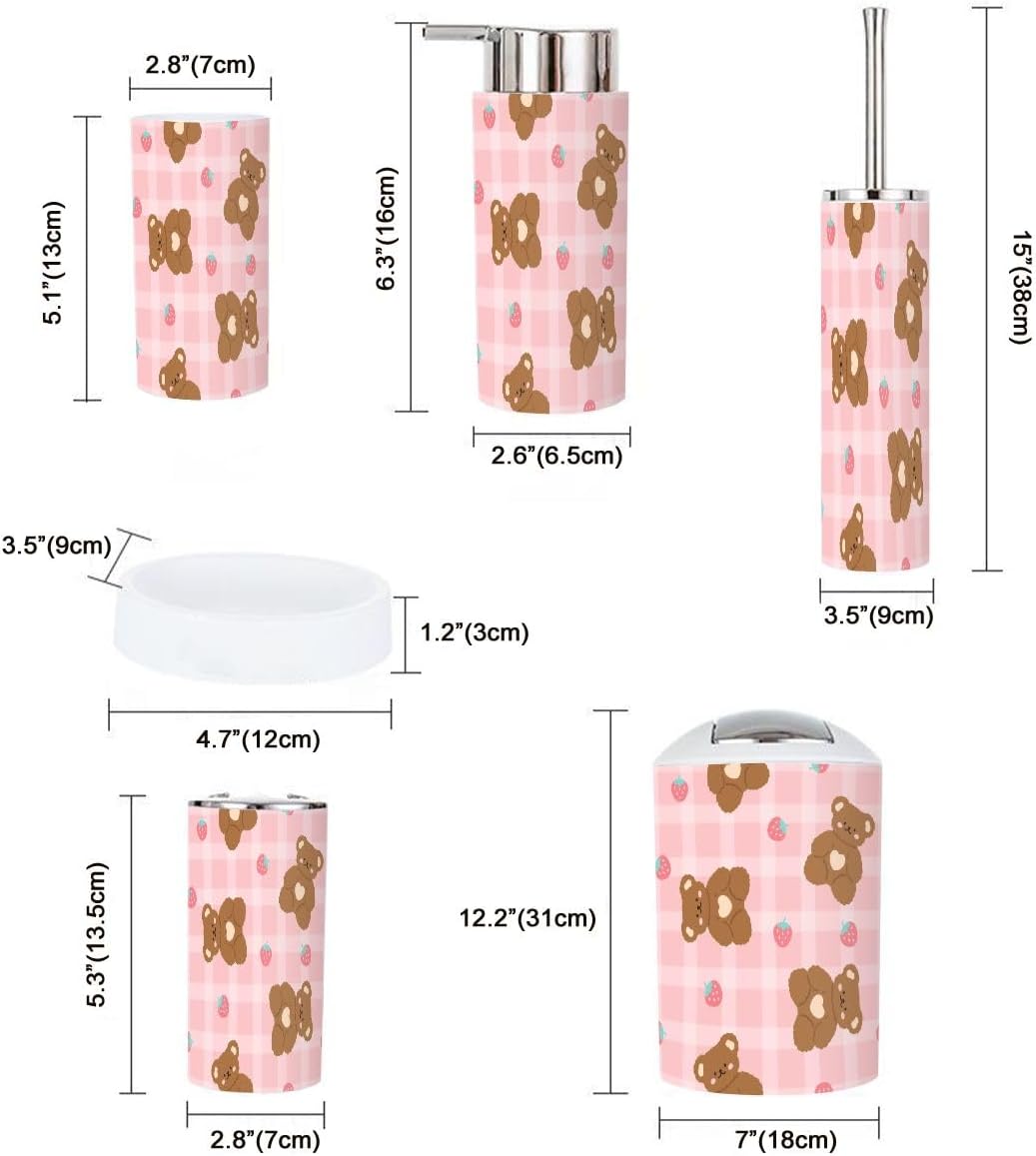 Sturdy 6-Piece Bath Set with Teddy Bear Design