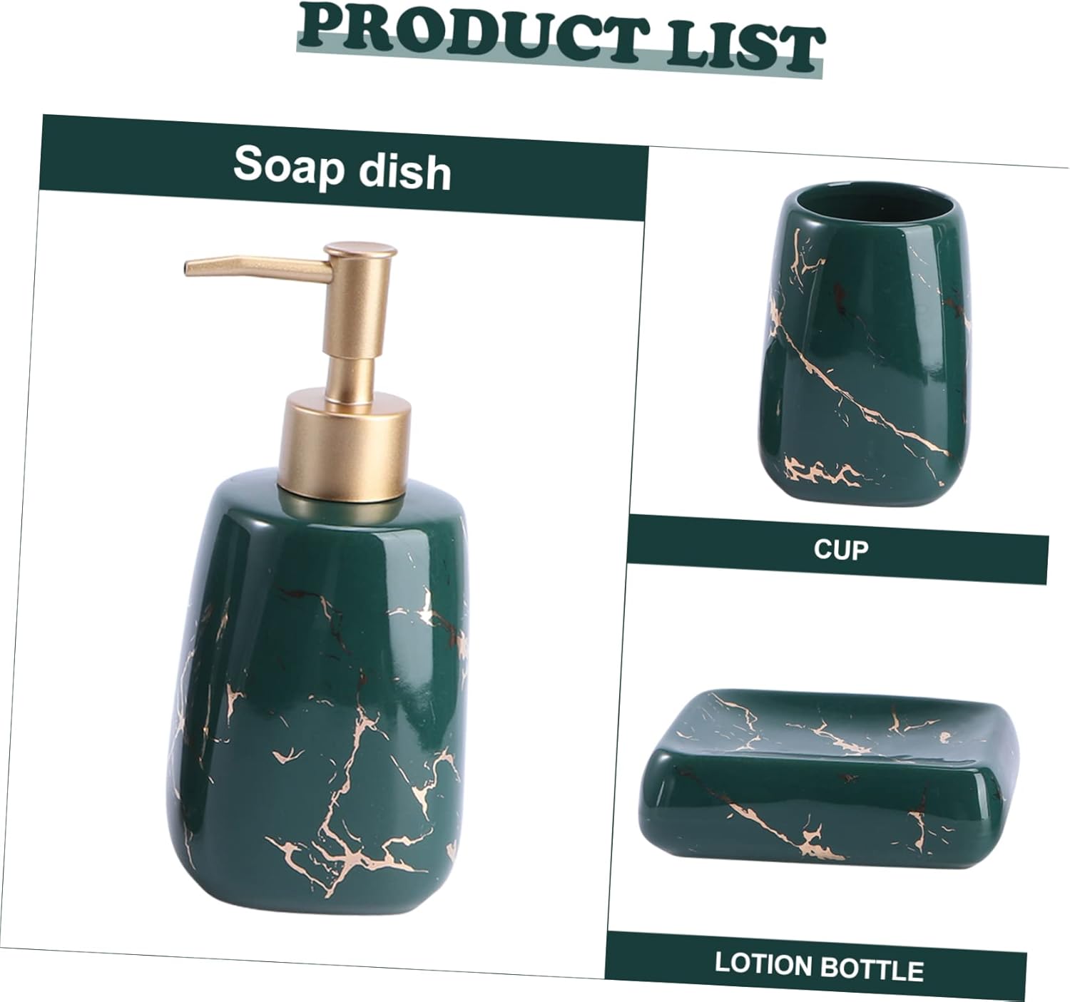 PrettyZoom Elegant Marble Bathroom Set 3pc