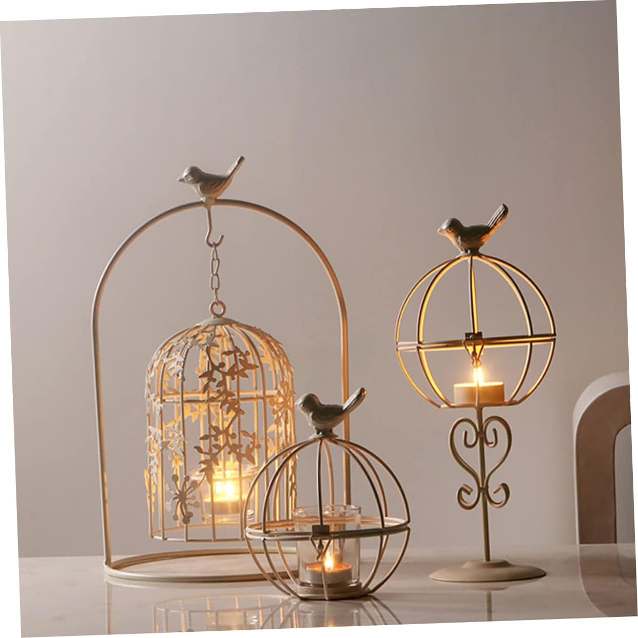 EPIGEIST Rustic Iron Candlestick Birdcage