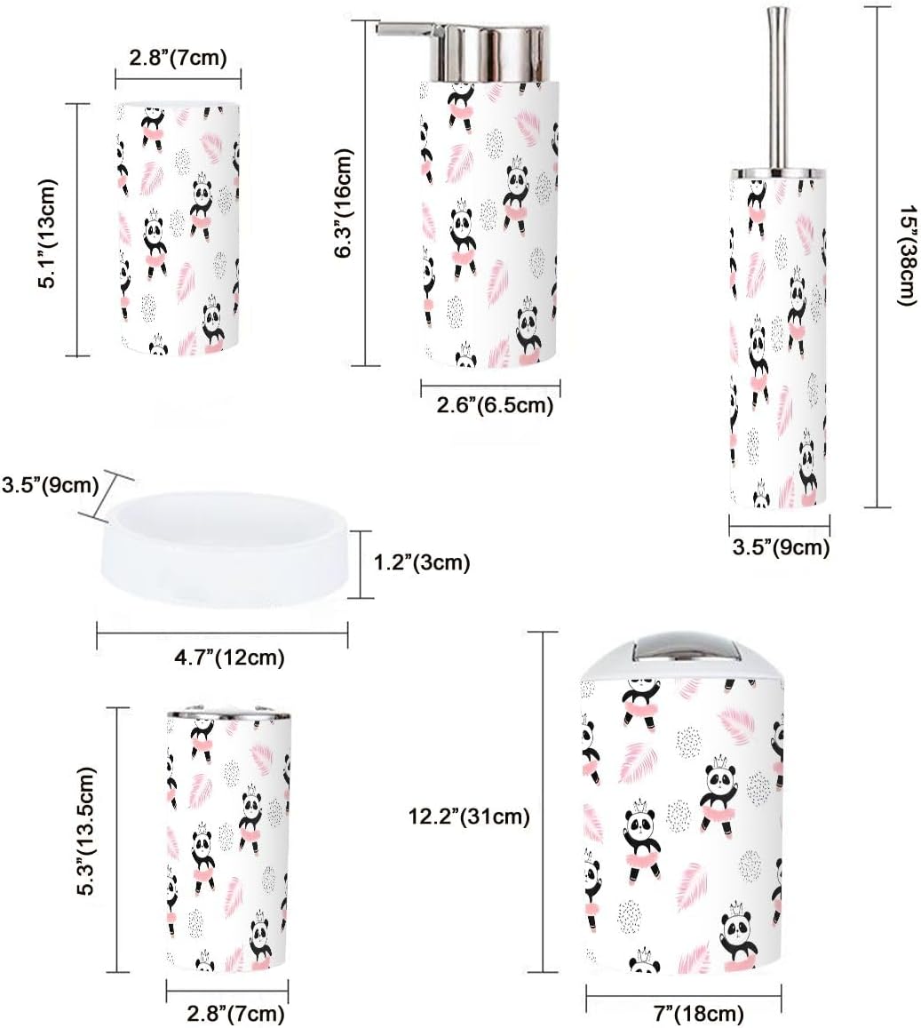 JBNJANKDAVCute Panda Bathroom Accessory Set 6 Pcs for Kids and Adults