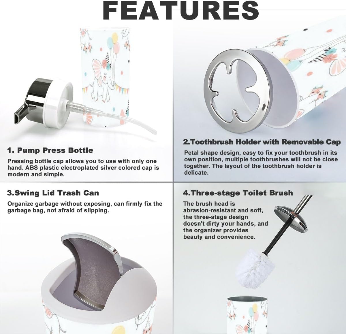 Fairy Elephant Bathroom Accessory Set 6 Piece