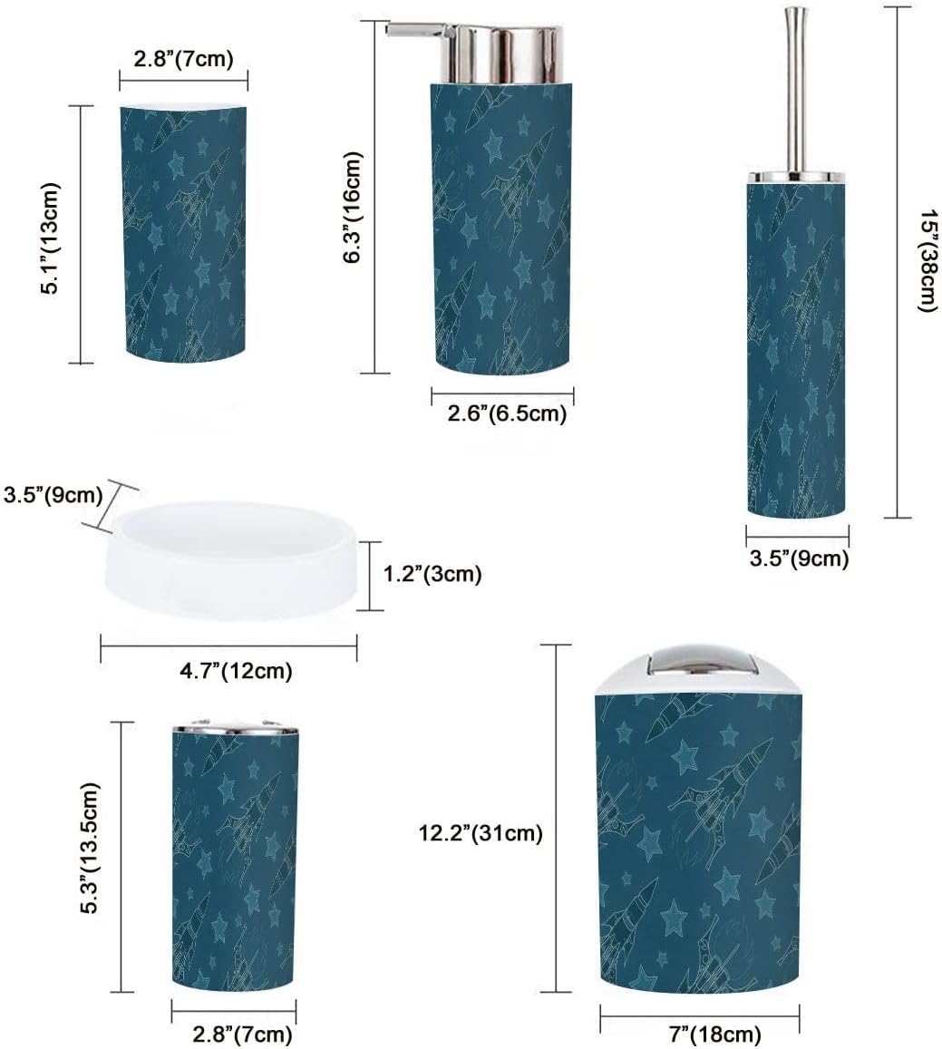 Bathroom Accessories Set 6 Pcs Space Theme