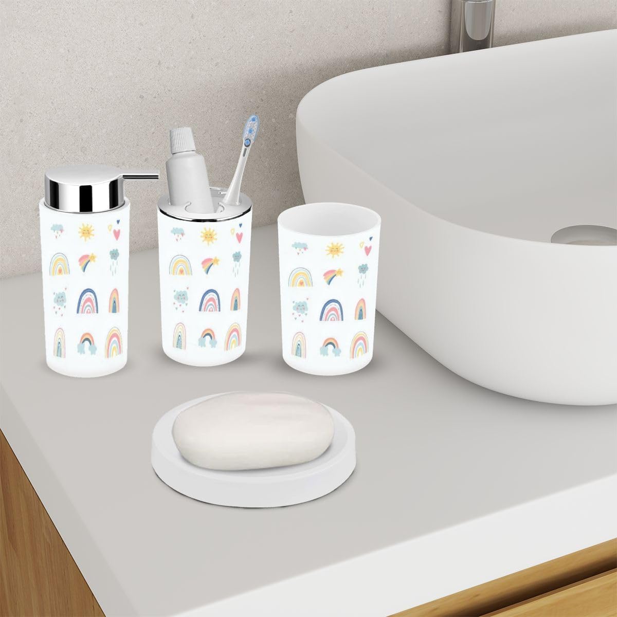 Cute Kids Bathroom Accessory Set 6 Piece