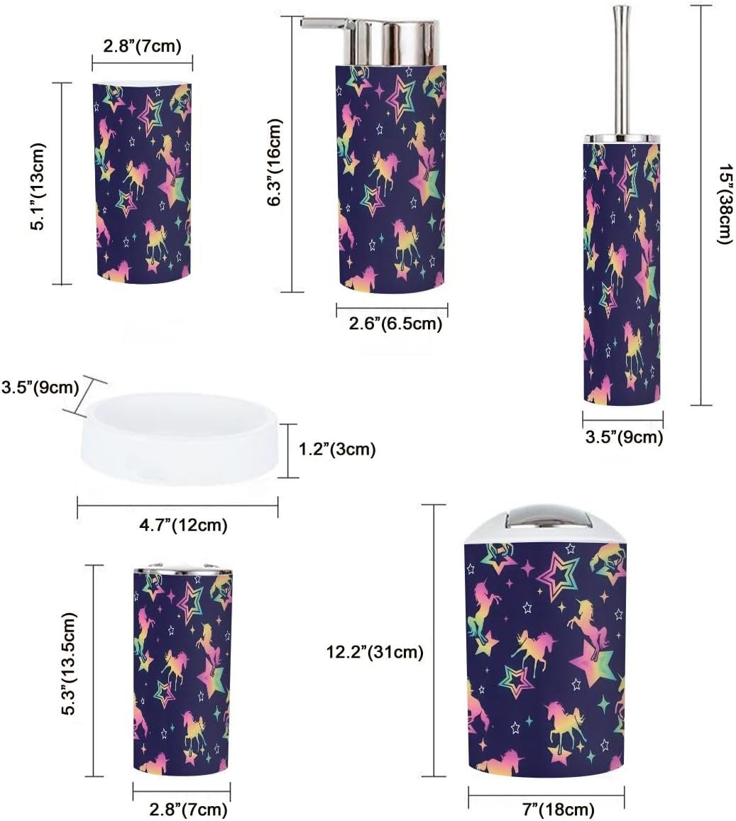 Sleek Durable 6-Piece Bathroom Accessory Set with Smooth Closure Holographic Design