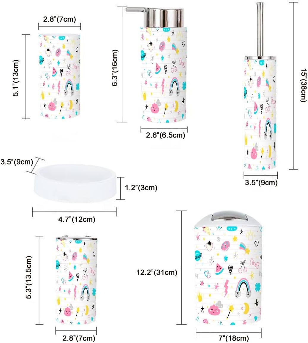 Magic Summer Striped Kids Bathroom Accessory Set