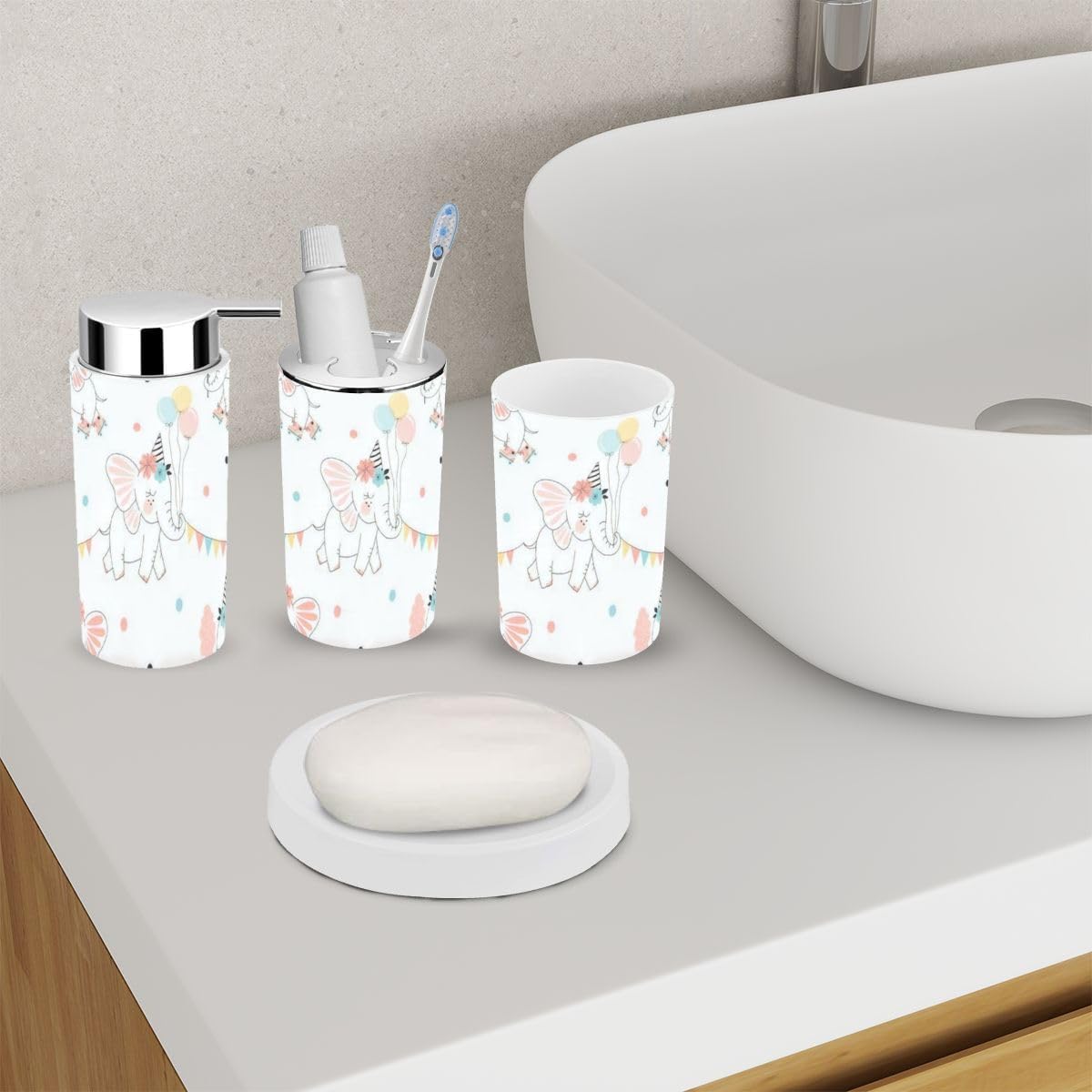 Fairy Elephant Bathroom Accessory Set 6 Piece