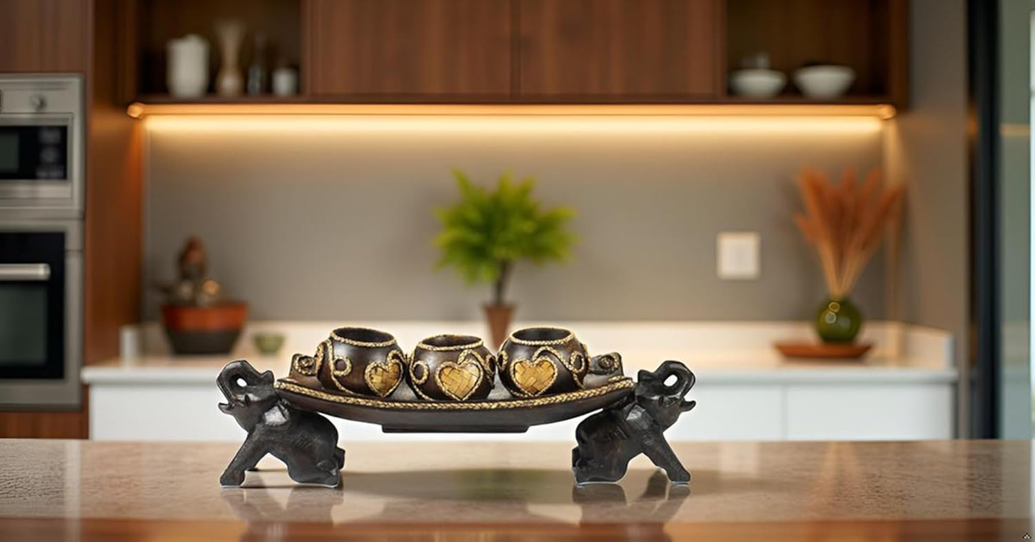 Thai Elephant Tray Candle Holder