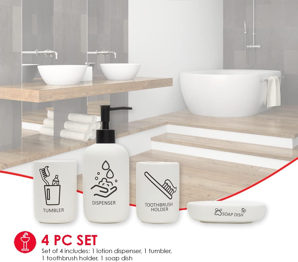 Home Basics Hygiene 4-Piece Dolomite Bath Set