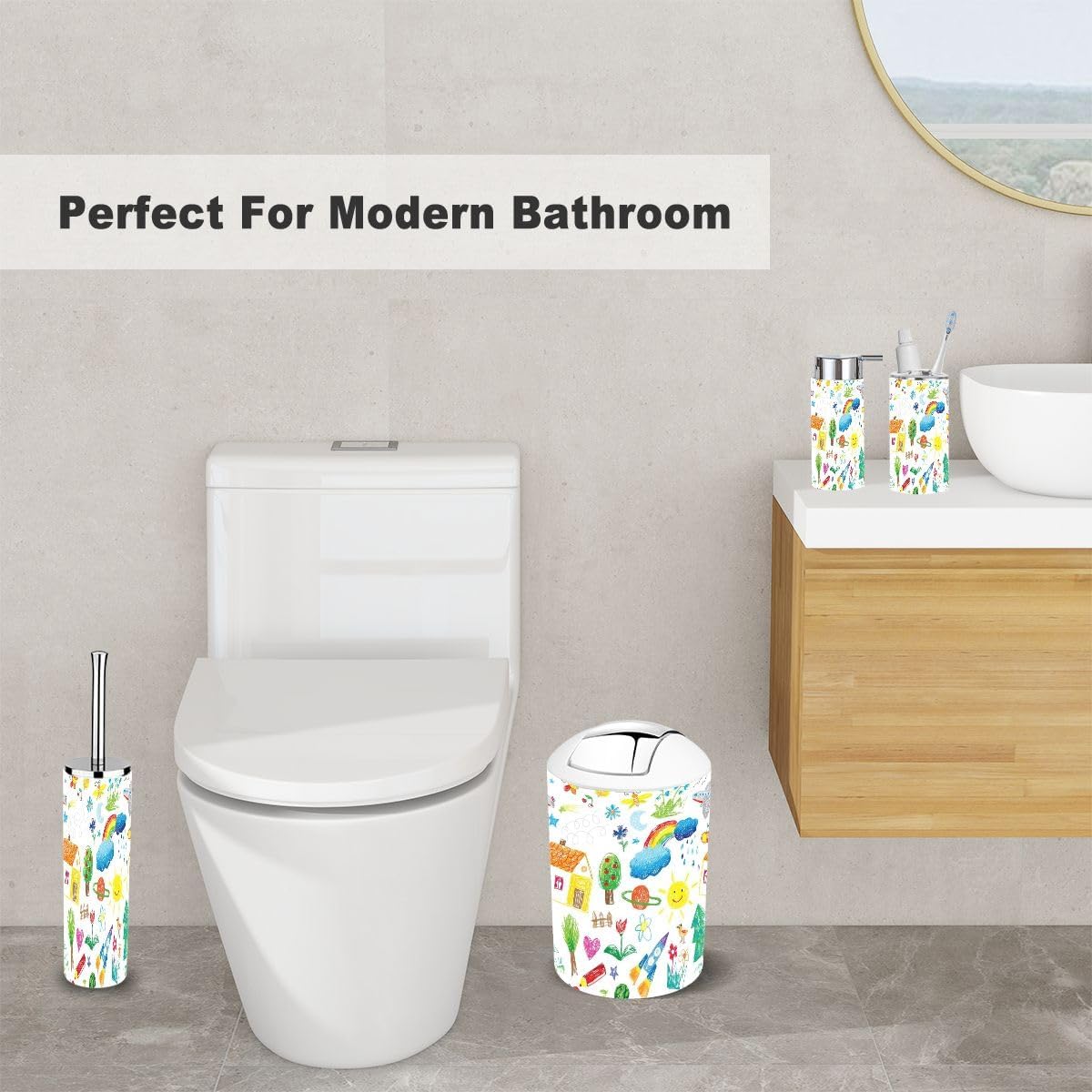 Bathroom Accessory Set - 6 Piece - Durable Design