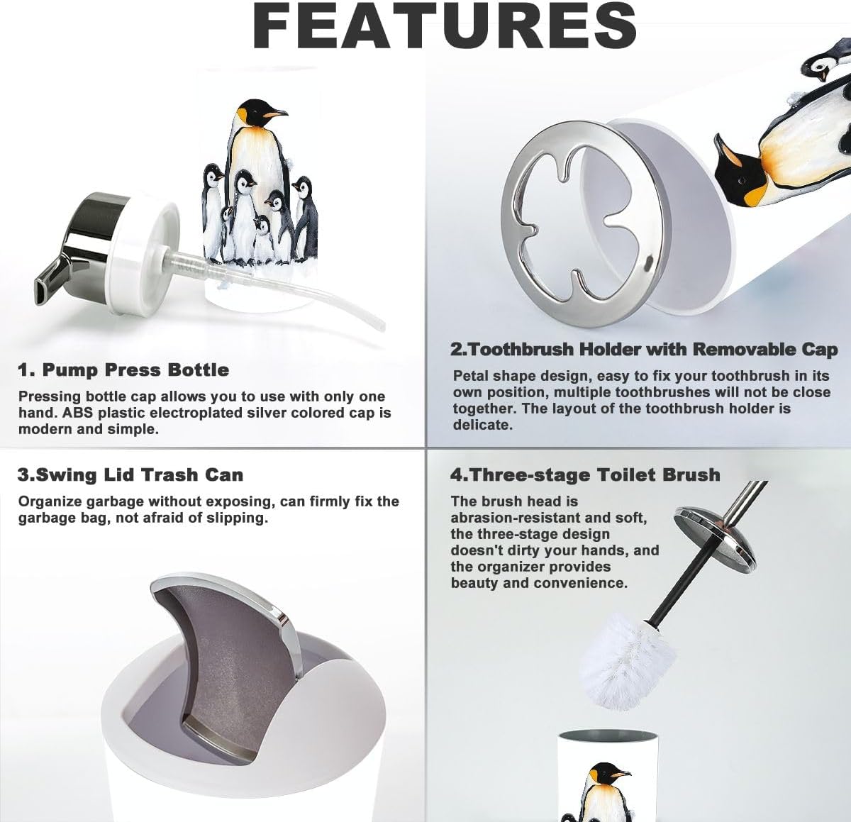 6-Piece Set Durable Functional Perfect for Bathroom Organization