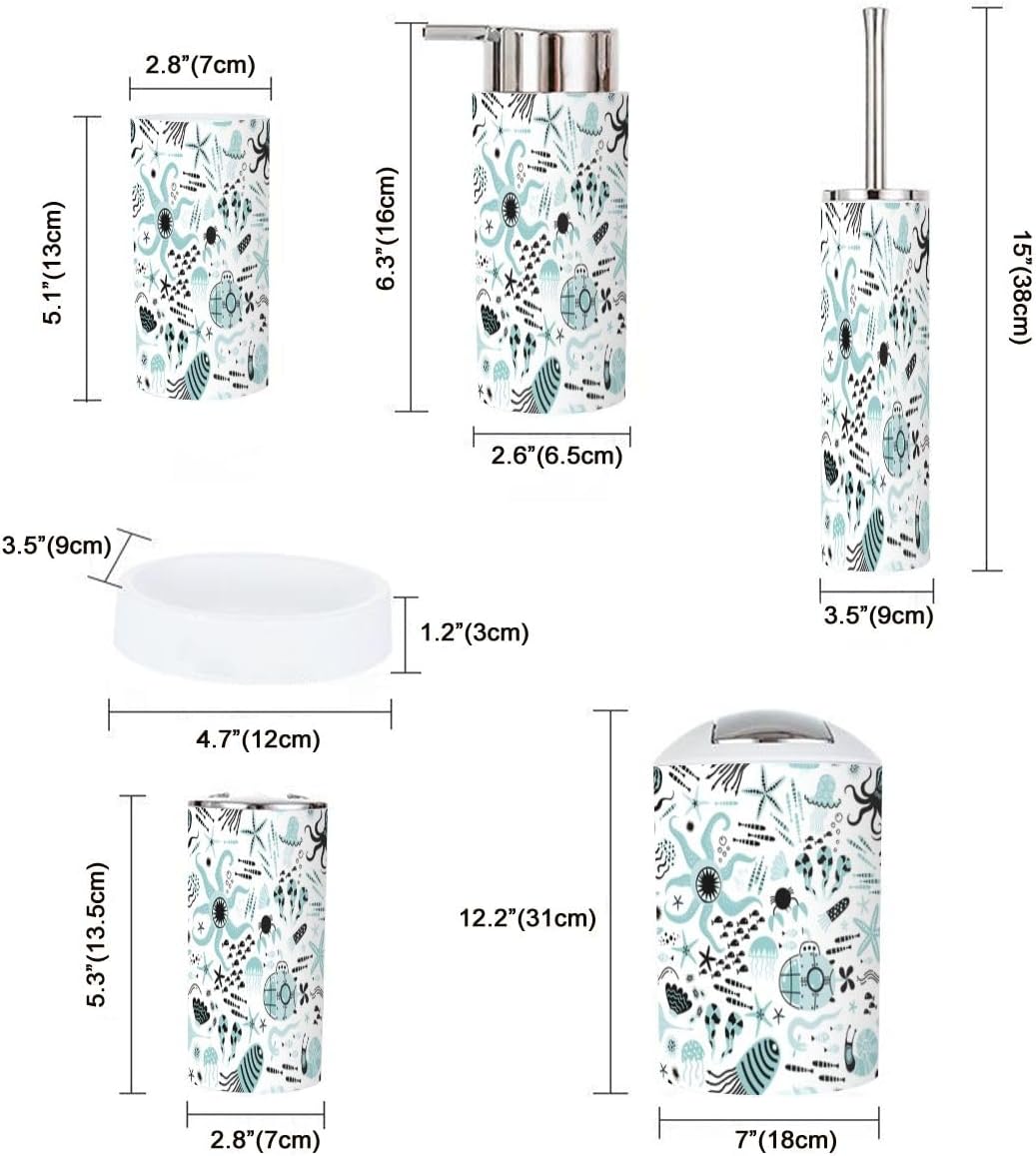 Bath Set 6 Pcs Trendy Baby Seamless Pattern