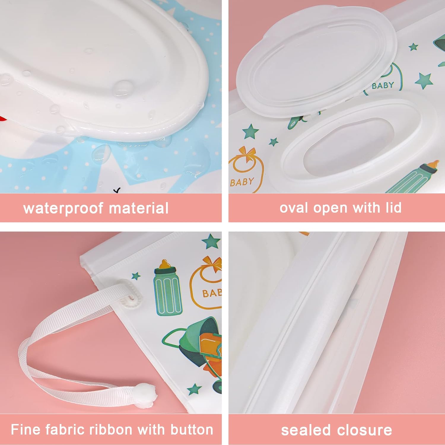 4 Pack Baby Wipes Dispenser Portable Refillable Wipe Case