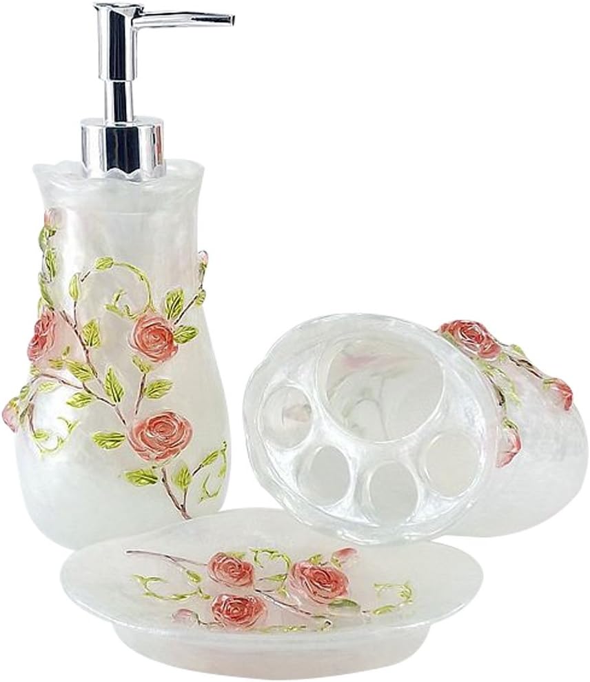 LUANT Resin 3D Roses 5PC Bathroom Accessory Set