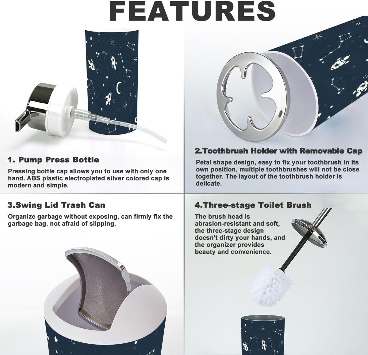 Bathroom Accessories Set 6 Pcs Modern Decor 1