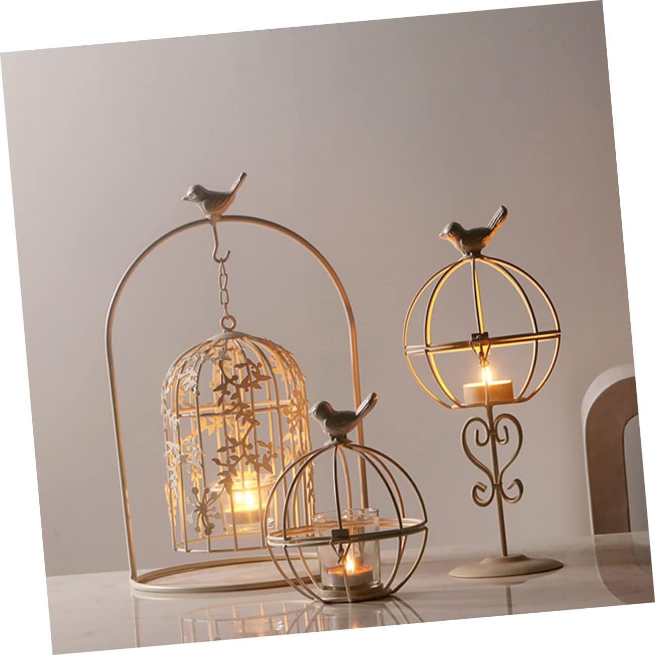 Rustic White Iron Candlestick Decor for Weddings and Homes