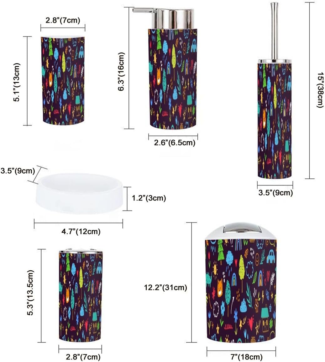 6 Piece Cute Kid Flower Bathroom Accessory Set