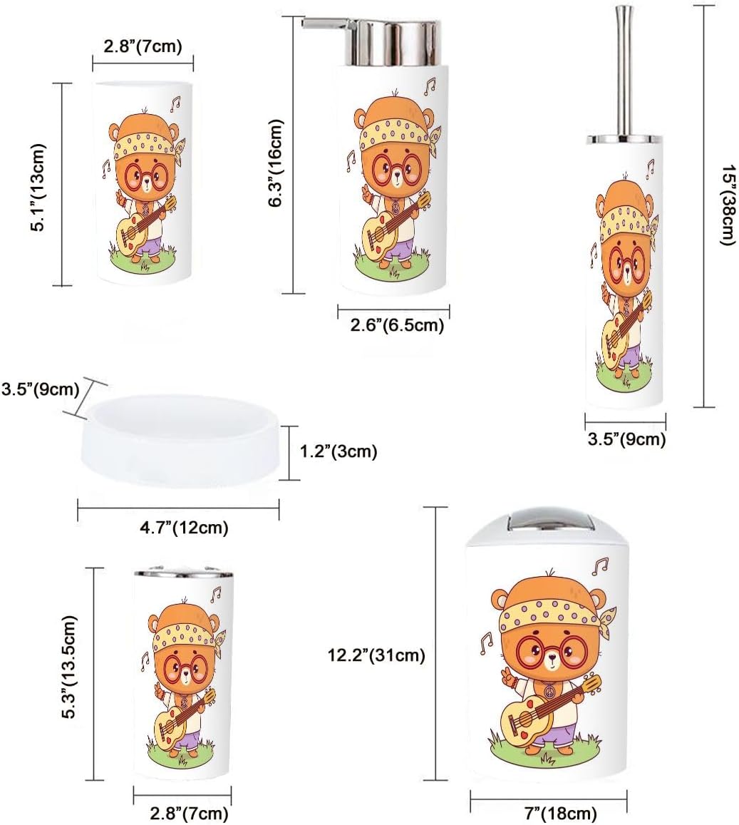 Cute Retro Bathroom Accessories Set 6 Pcs