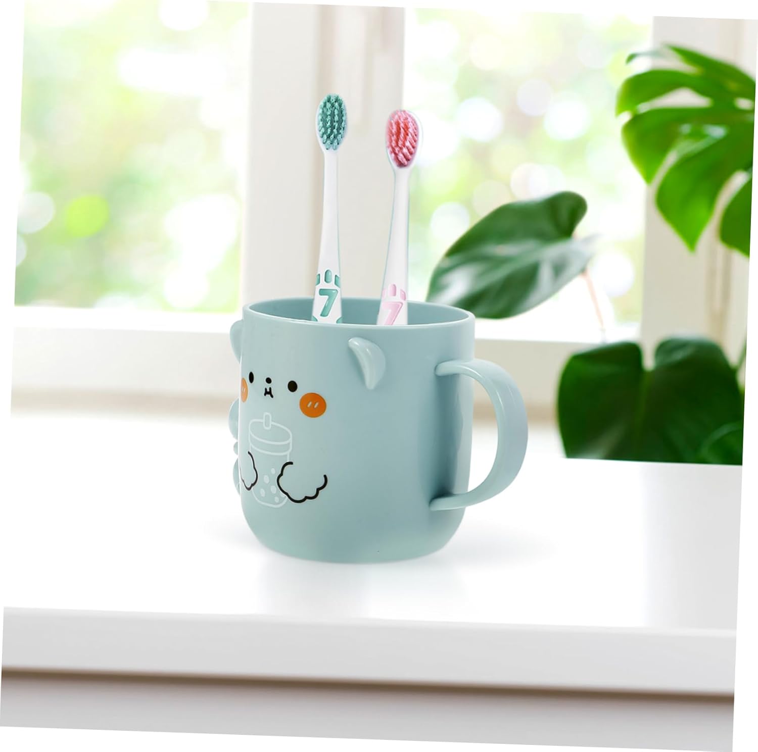 Cabilock 3D Bear Shape Toddler Reusable Bathroom Cups for Tooth Cleaning