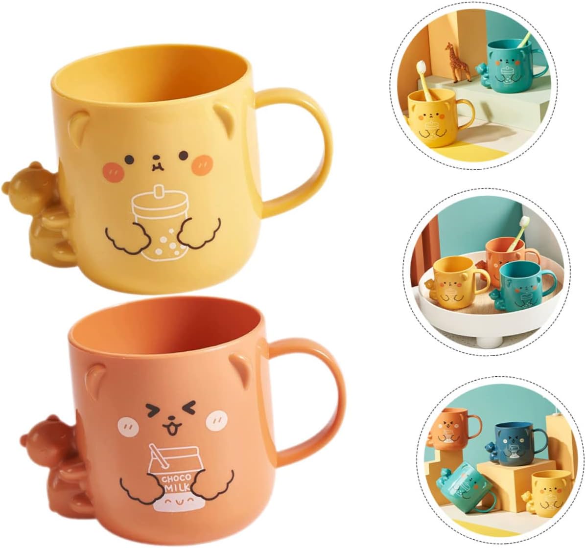 Healifty 2-Piece Funny Cartoon Mouthwash Cup for Kids