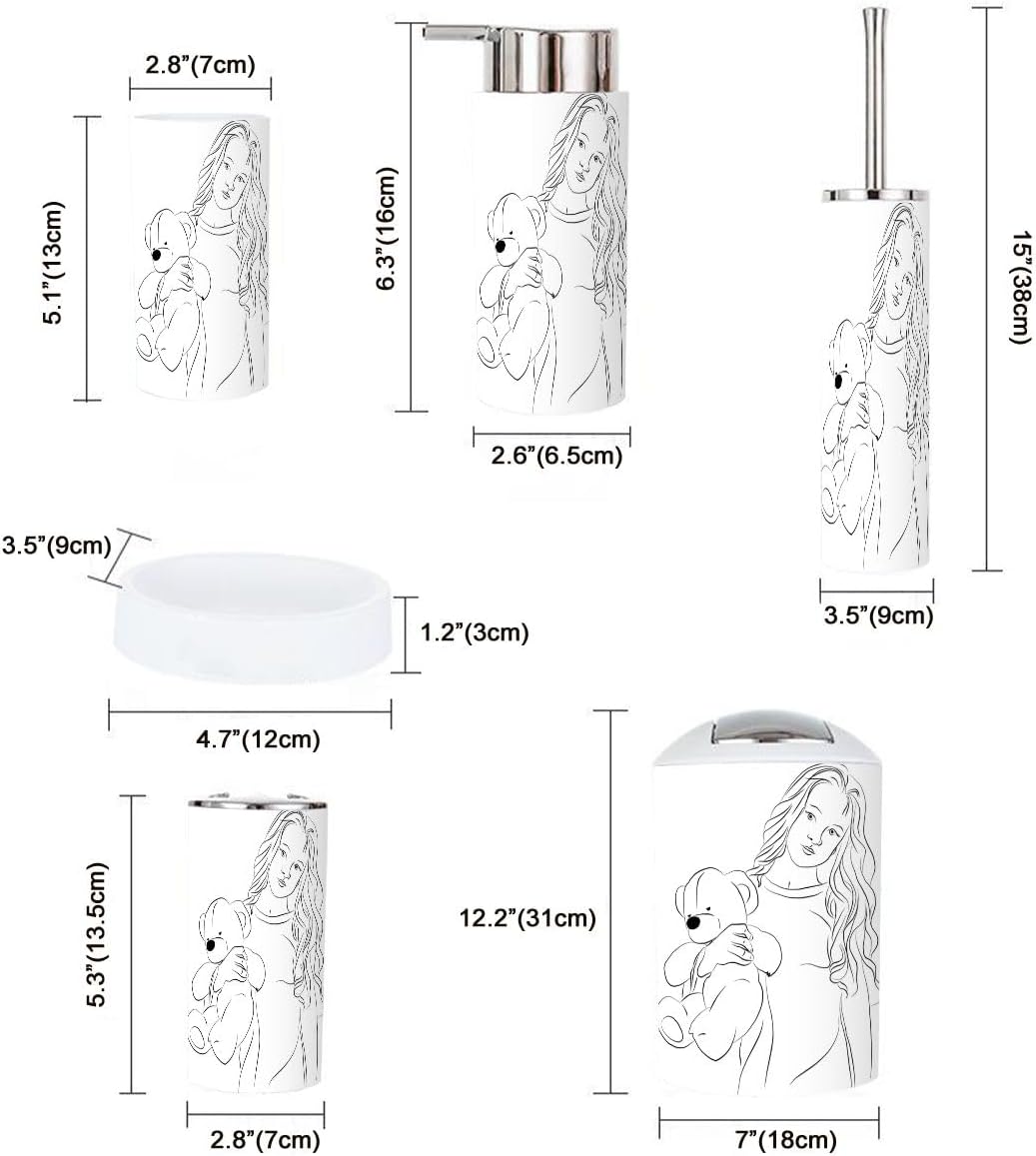 6 Piece Bathroom Accessory Set with Toy Bear Design