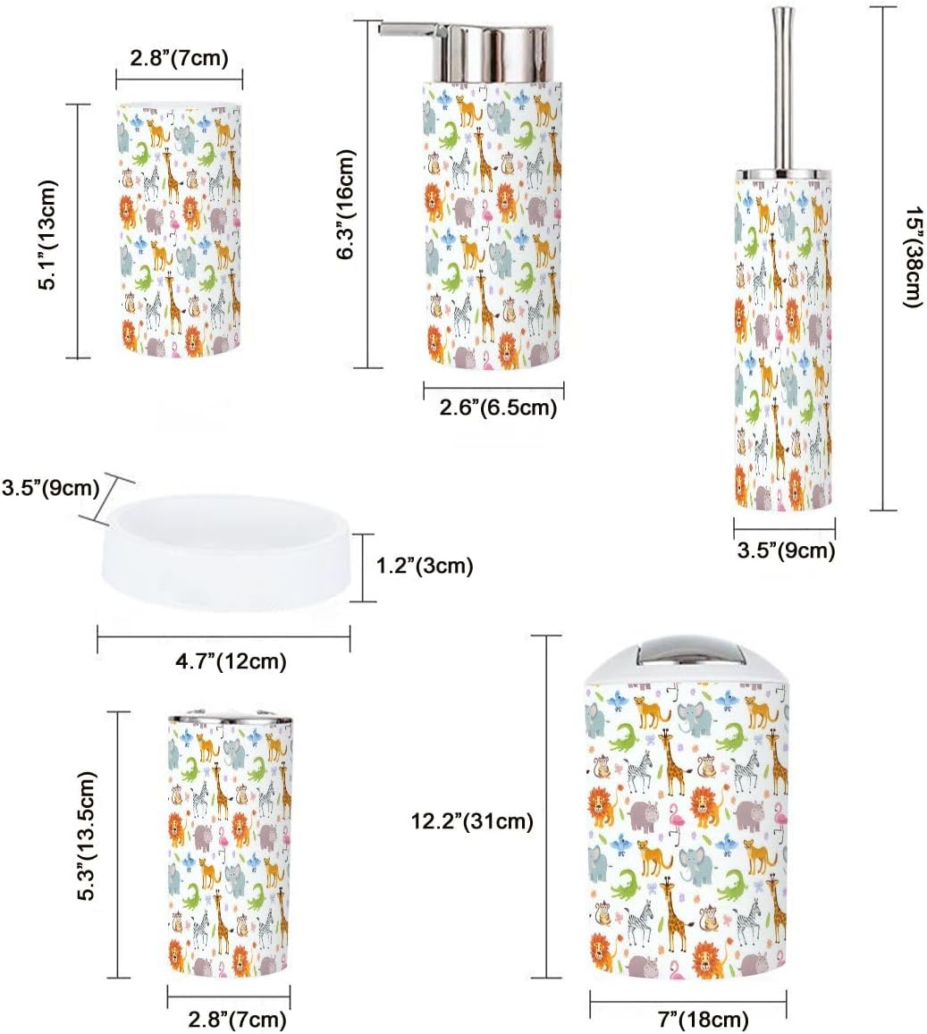 Bathroom Accessories Set 6 Pcs Cute Baby Animal Decor