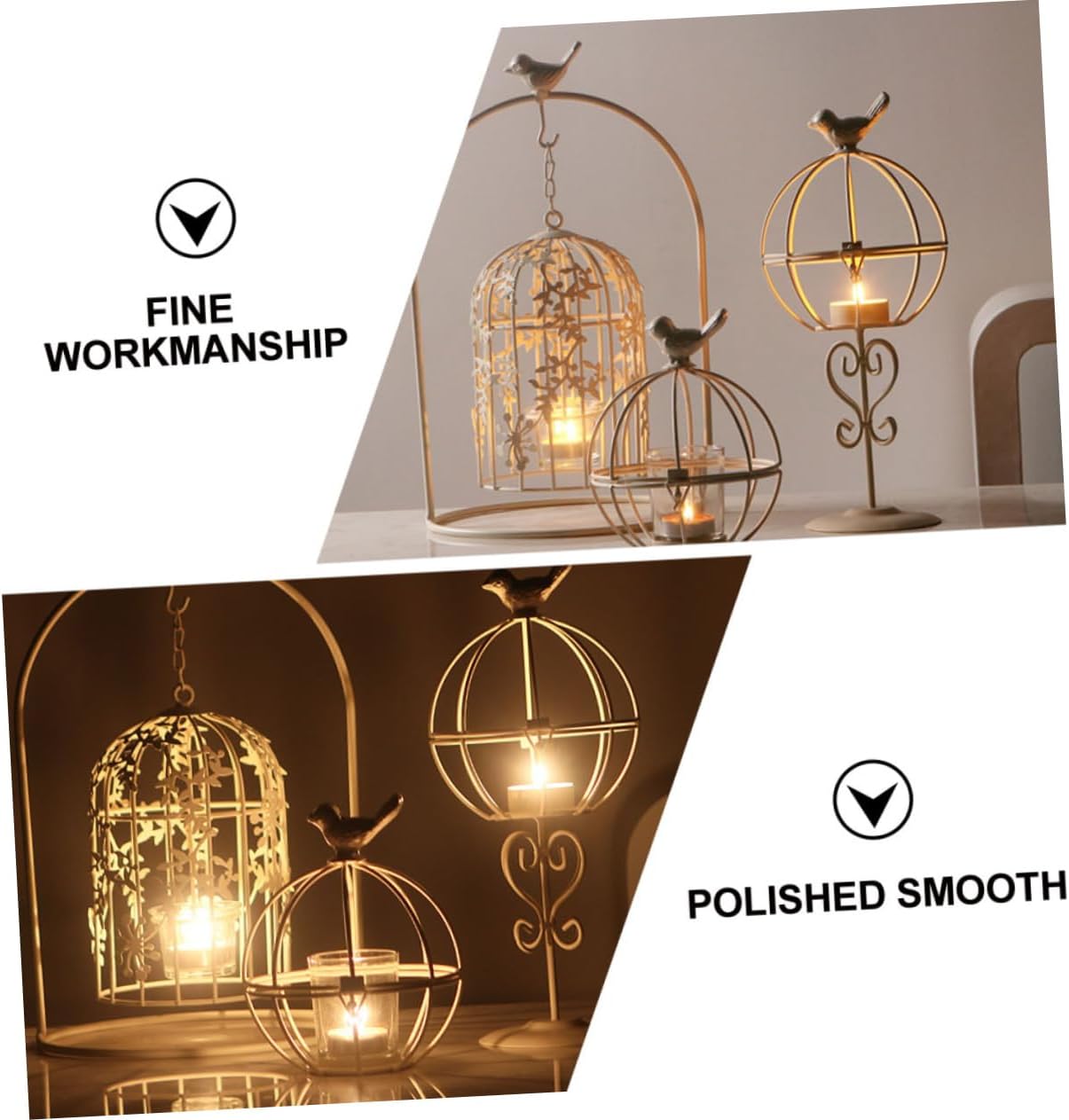 Rustic White Iron Candlestick Decor for Weddings and Homes