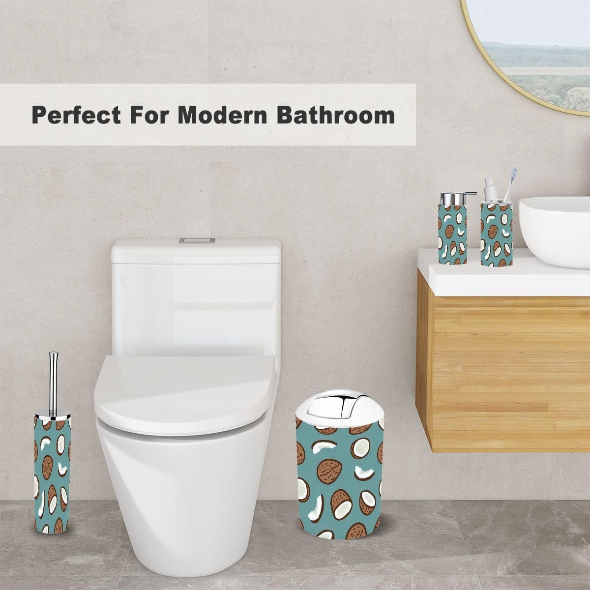 XNGJEMVWXO Relax Tropical Bathroom Accessories 6-Piece Set