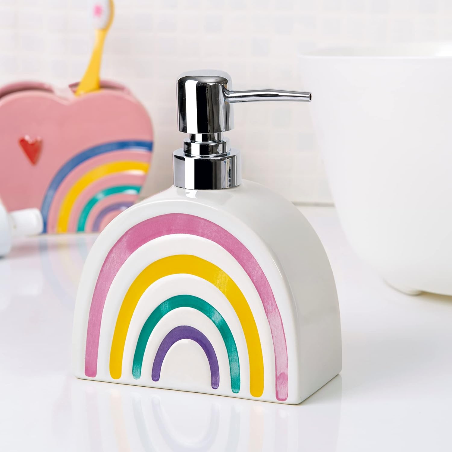 Allure Home Creation Rainbow Hearts Bath Set 7-Piece Bundle
