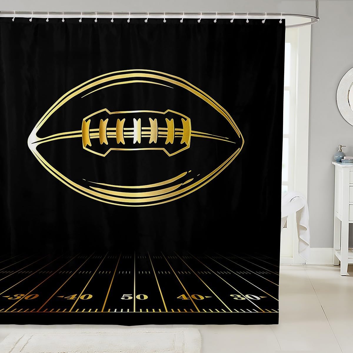 Feelyou Kids 72x72mm waterproof football shower curtain
