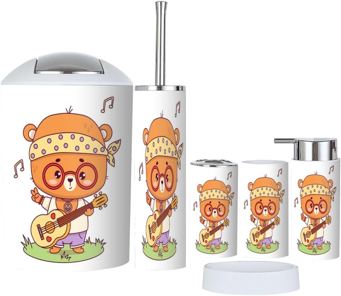 Cute Retro Bathroom Accessories Set 6 Pcs