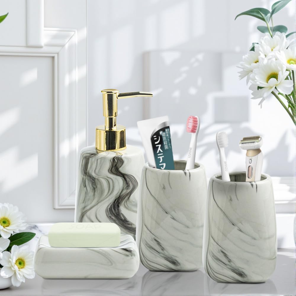 Comeon Ceramic 3-Piece Bathroom Set with Square Design