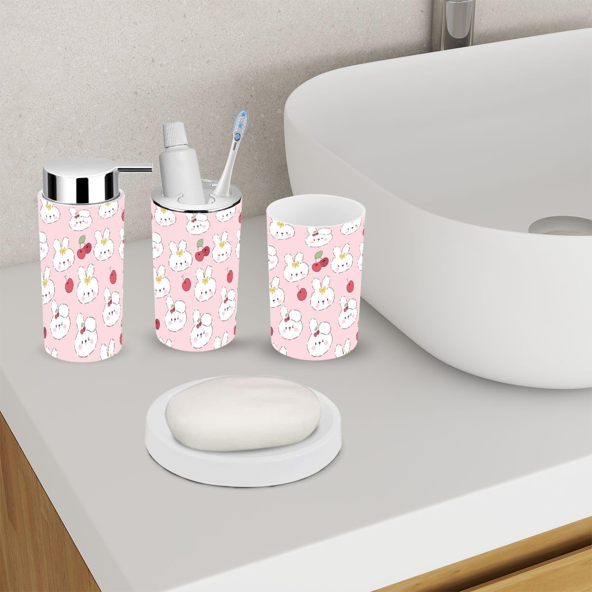 Bathroom Accessory Set for Kids 6 Piece Cute Kawaii
