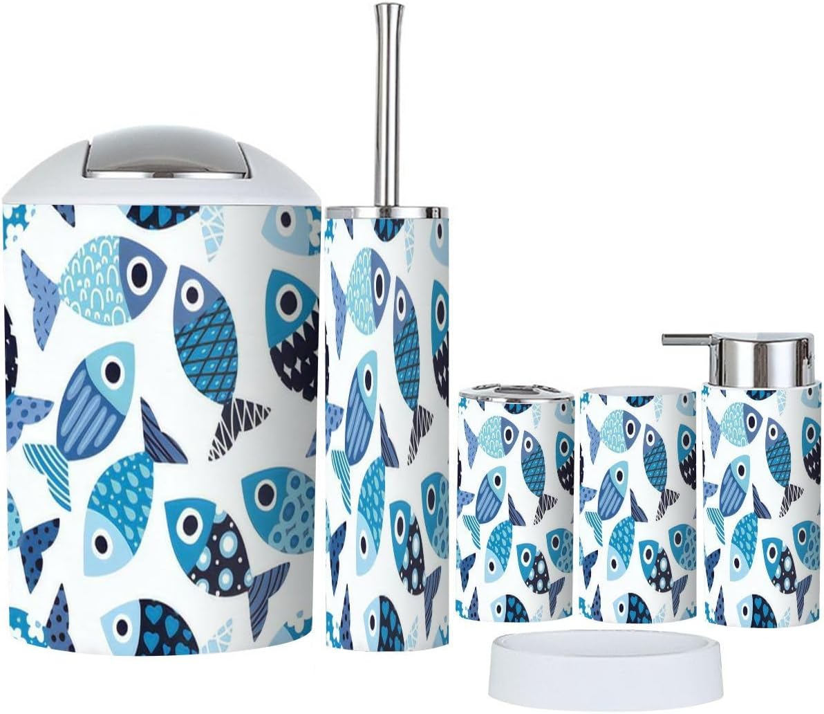 6-Piece Reusable Kids Safety Bathroom Set with Cute Fish Design
