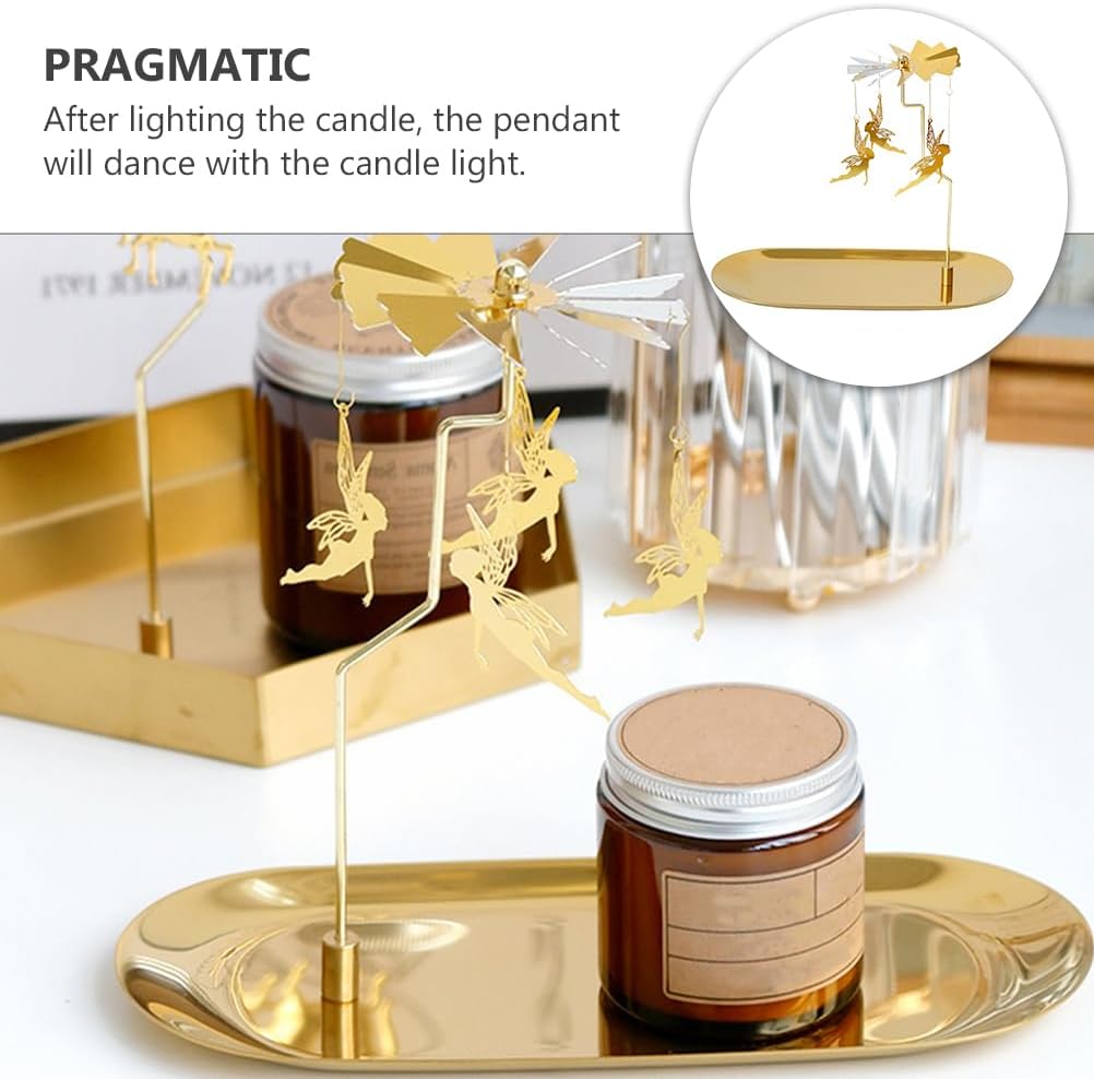 Ciieeo Christmas Jewelry Set - Taper Candle Holder Rotating Christmas Candle Countries
