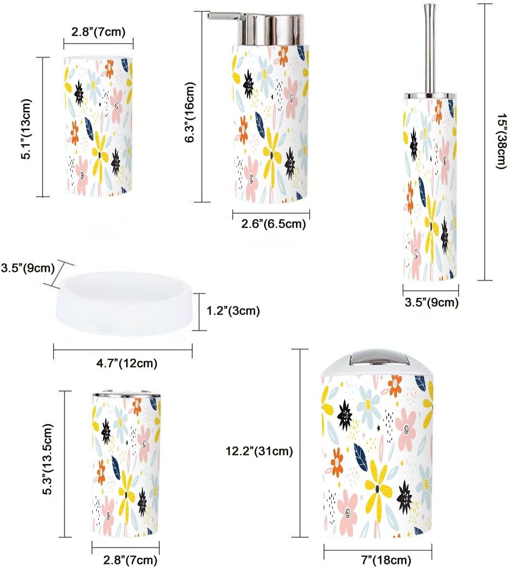 Faeries Washroom Wonders 6-Piece Set Childish Patterns Fairy Flower Design