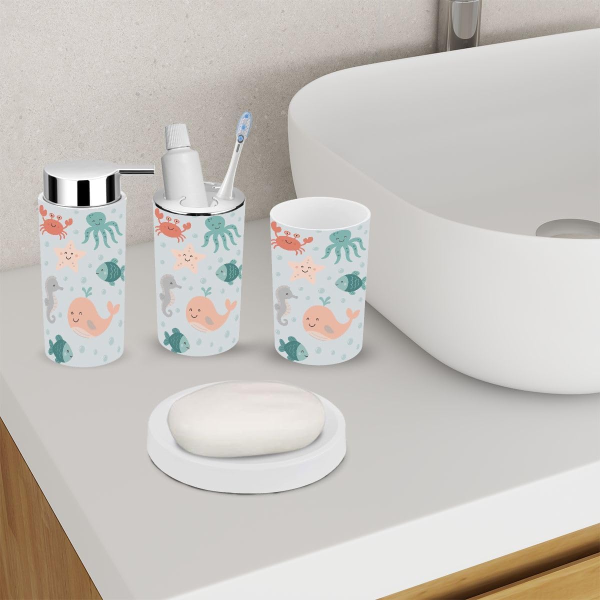 Bathroom Accessories Set for Kids Set of 6