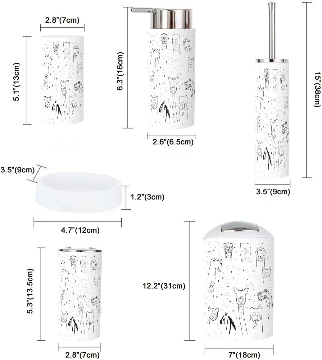 6-Piece Storage Set for Kids Animal Bathroom Accessories