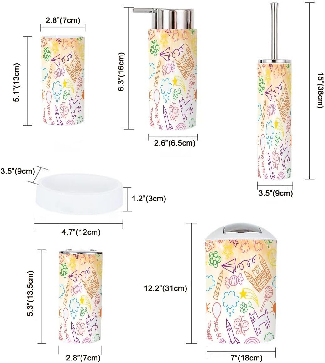 Bath Time Fun Collection 6-Piece Kids-Friendly Bathroom Accessory Set