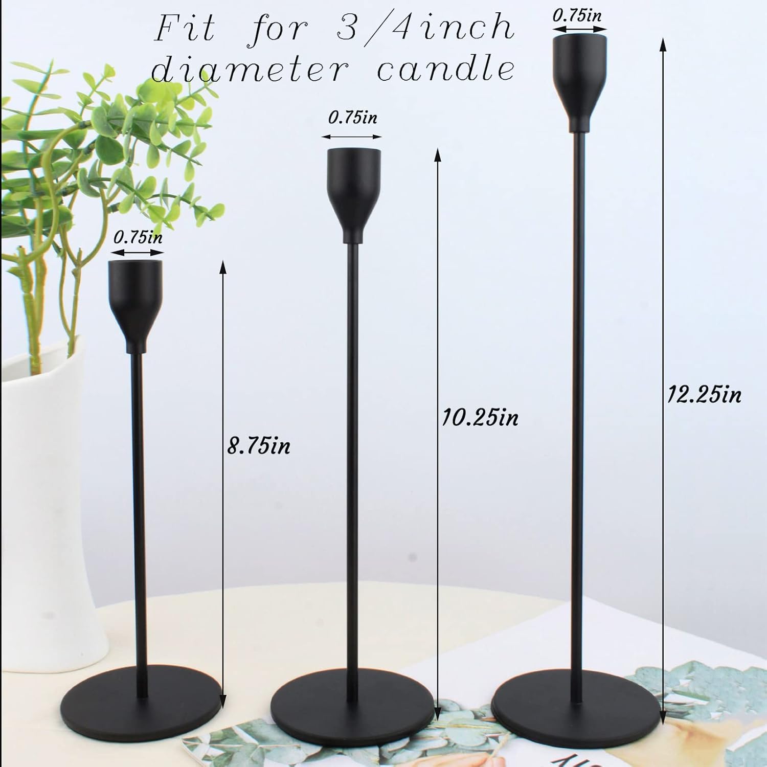 Matte Black Candlestick Holders Set of 6 for Wedding Party Use