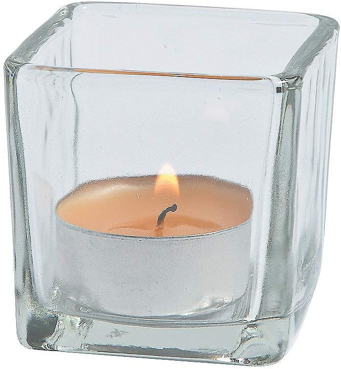 12-Piece Clear Square Candlelight Holders