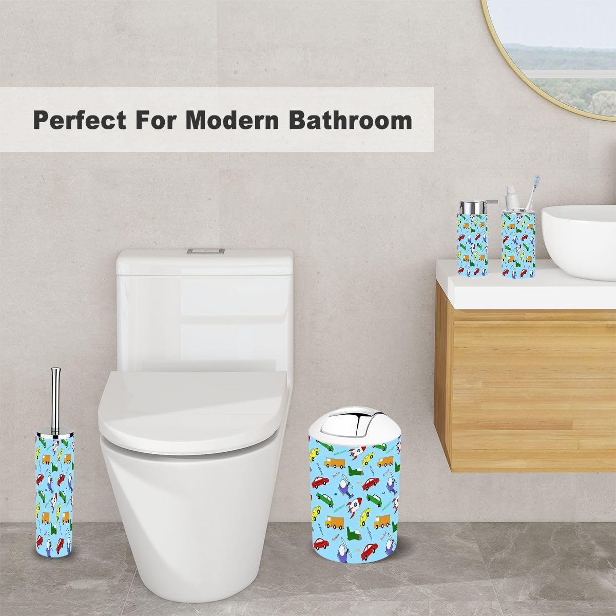 6-Piece Bathroom Organizing Set for Kids Tissue Toothbrush Holders XNGJEMVWXO
