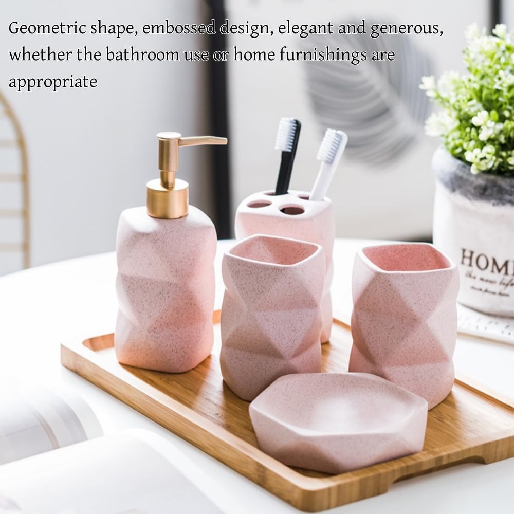 Modern Ceramics Pink Bathroom Accessory Set Collection