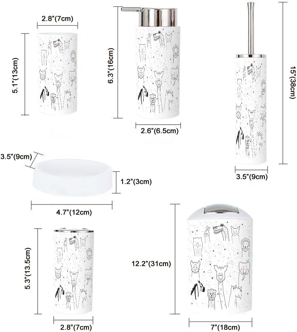 JBNJANKDAV Animal Cartoon Bathroom Accessories Set Durable Cute for Kids Adults