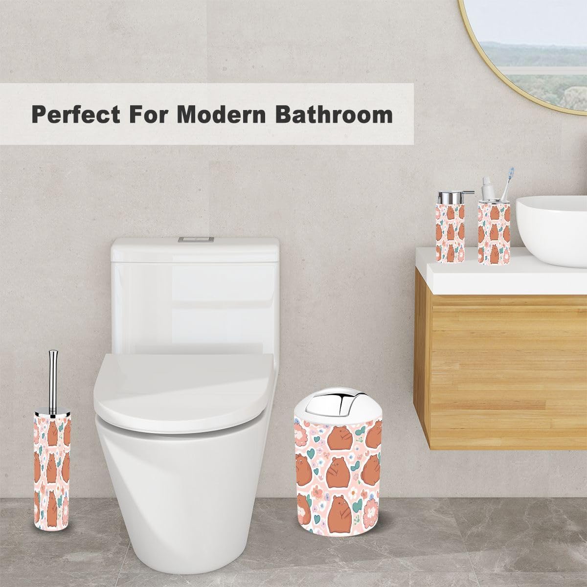 Honeycomb Bathroom Set 6 Piece Cute Accessory for Kids Design