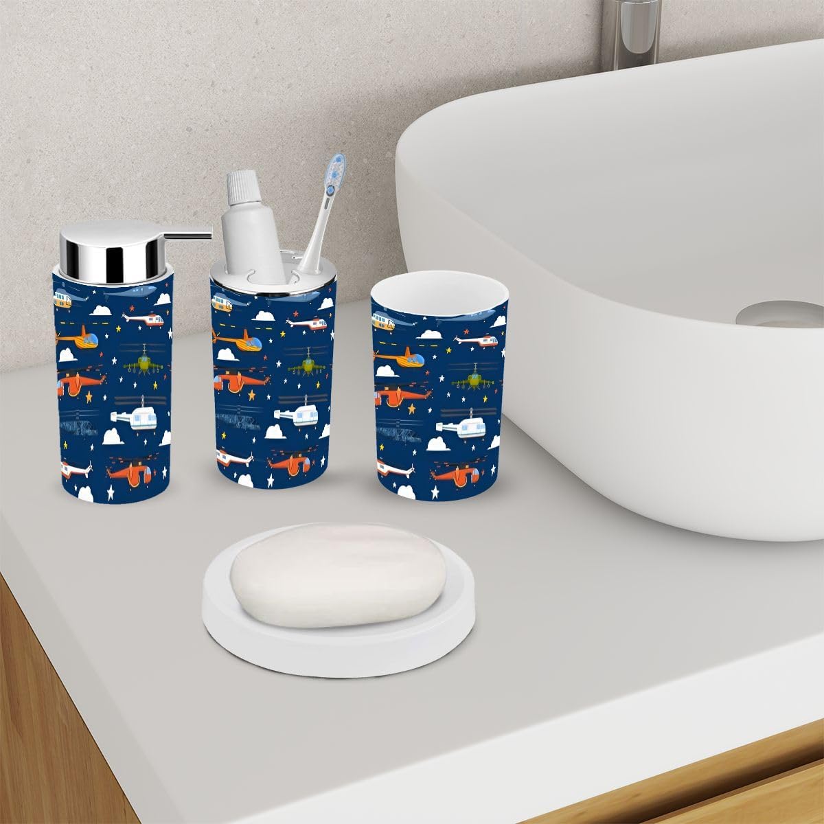 6 Piece Bathroom Accessory Set Cute Cartoon Design