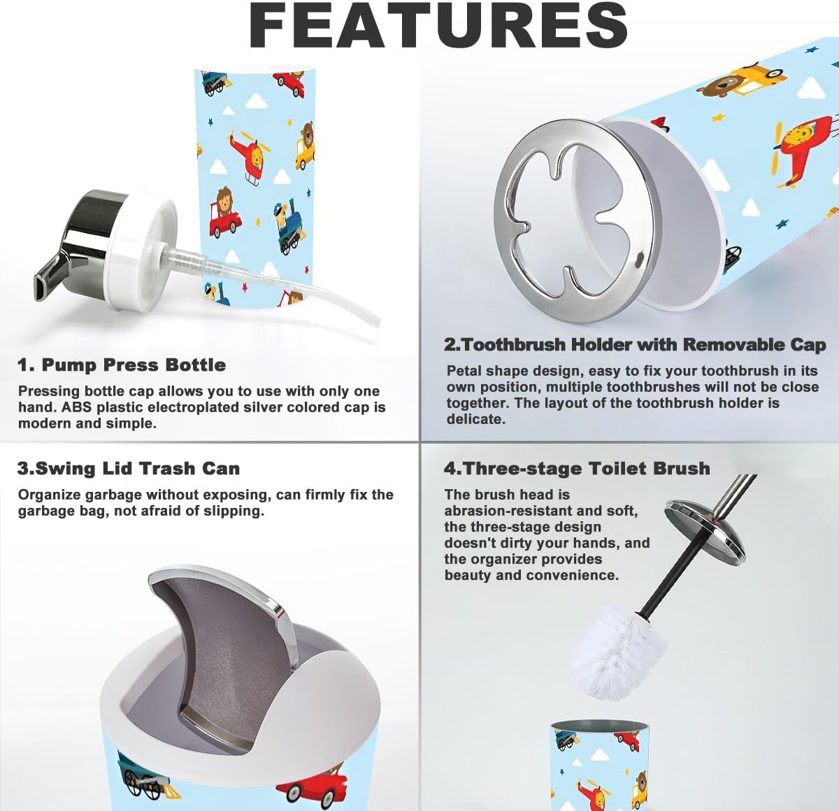 Bathroom Accessory Set 6 Piece Durable