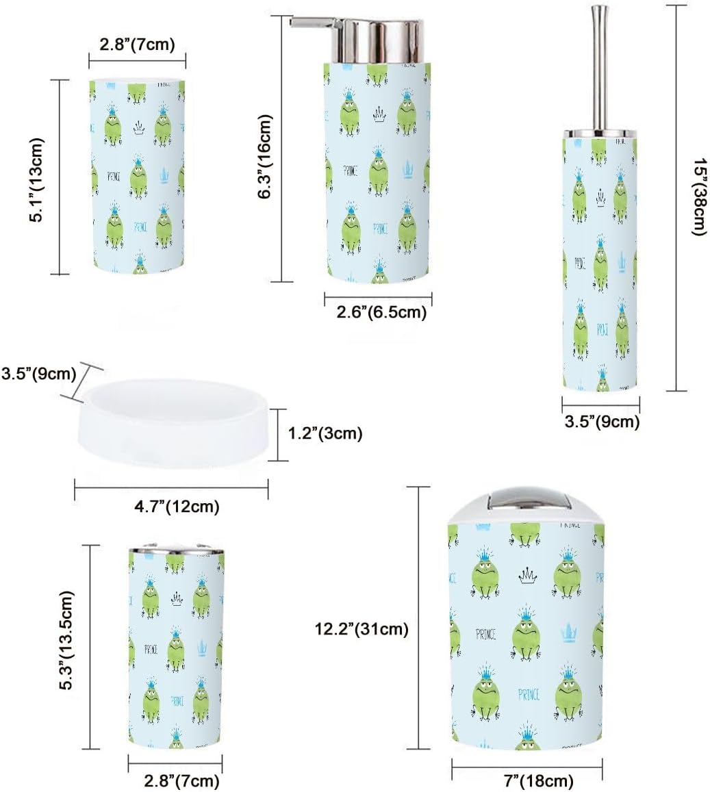 Bathroom Accessories Set 6 Pcs Prince Frogs Design