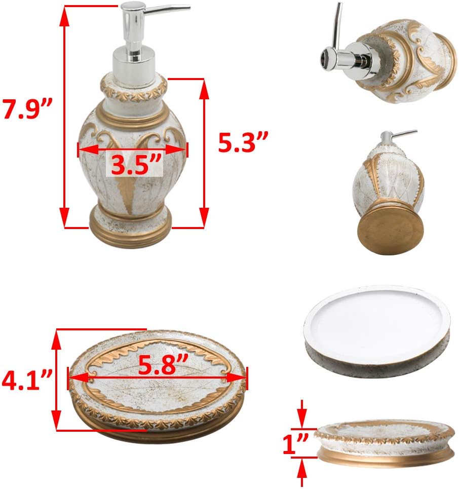 LUANT 4 Piece Bathroom Accessory Set White Gold